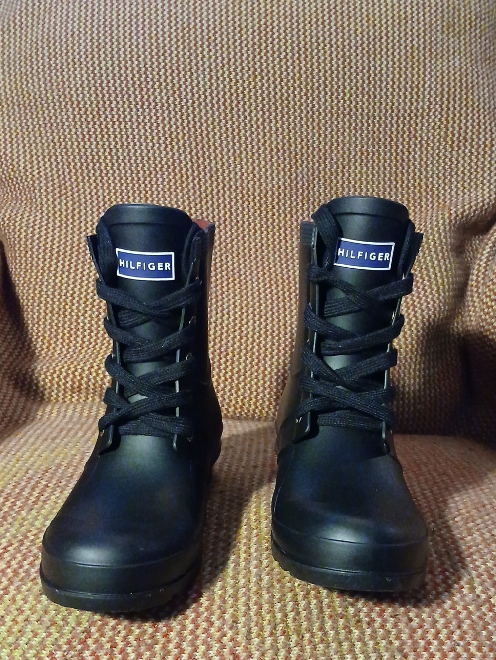 Tommy Hilfiger Black Women's Waterproof Lace-Up Rain & Snow Boots